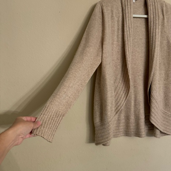 Isaac Mizrahi Live! Open Front Cardigan Sweater MediumTan100% Cashmere - Picture 5 of 12